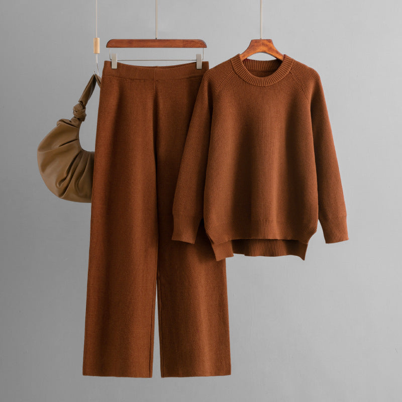 Loose Knitted Long Sleeves Two-piece Set For Women