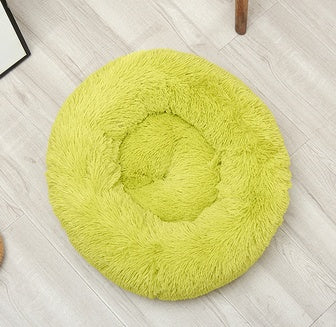 Fluffy Round Pet Nest Bed – Plush Donut Calming Bed for Dogs & Cats