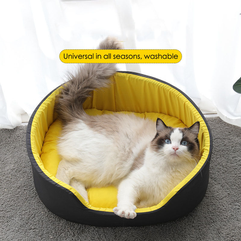 Soft Fabric Pet Nest Bed – Lightweight Cozy Lounger for Dogs & Cats