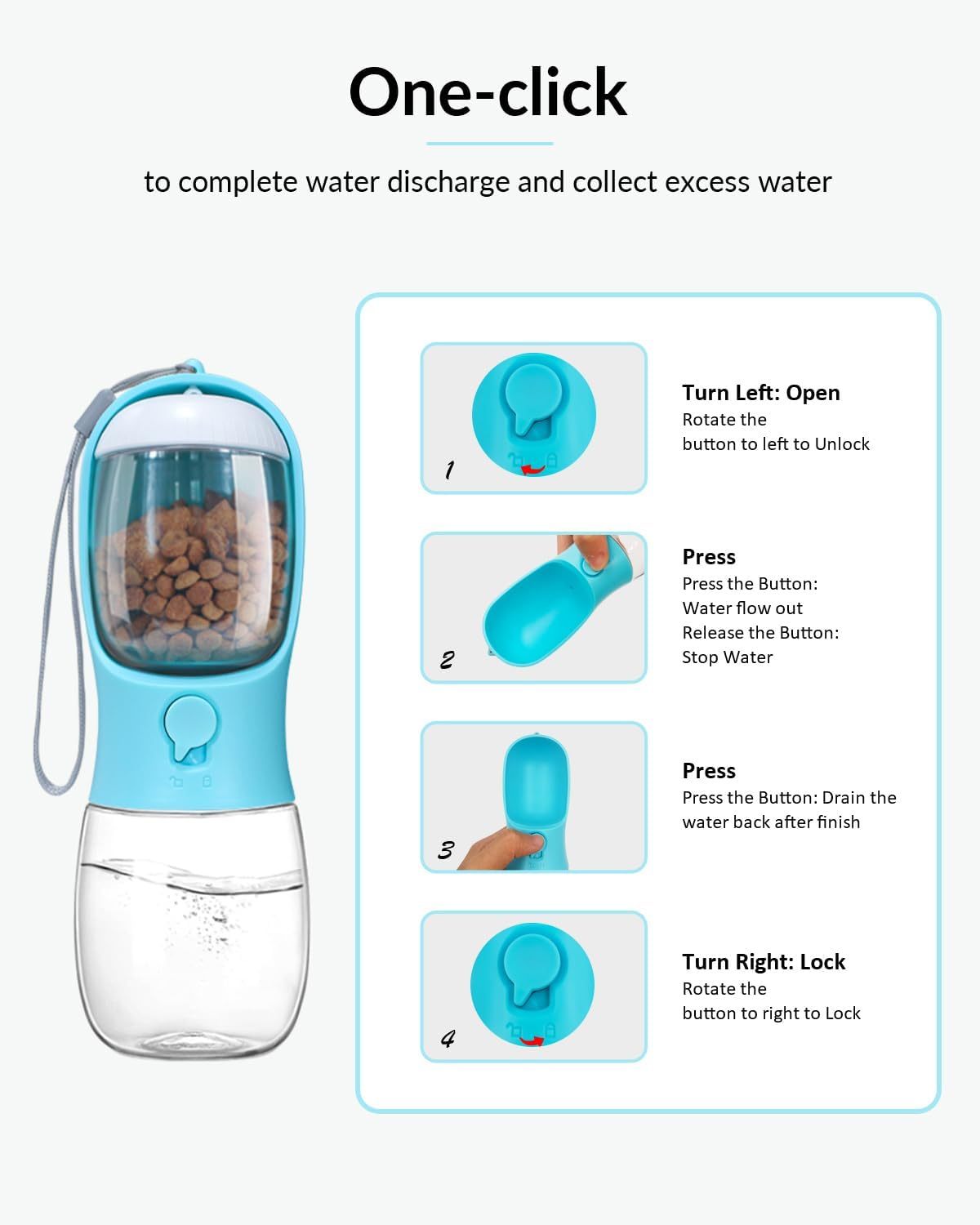 Portable Pet Water Bottle &amp; Food Container – Travel Dispenser for Small Dogs &amp; Cats