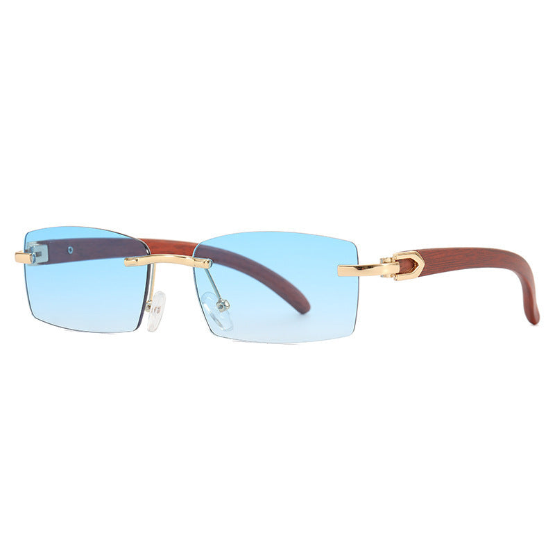Frameless Wood Grain Sunglasses