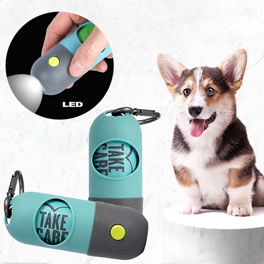 Portable Dog Waste Bag Holder with LED