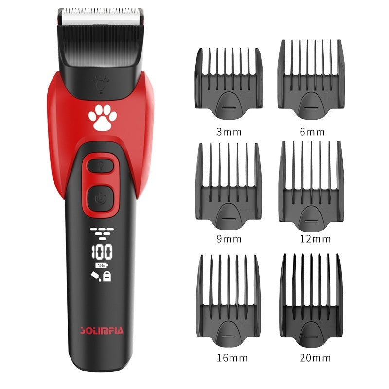 Rechargeable Pet Hair Clipper – LED Display, Ceramic Blade, Low Noise Grooming Kit