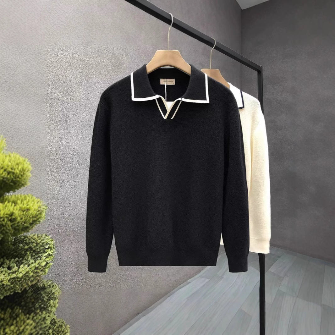 Lightly Mature Casual Polo Collar Sweater Men