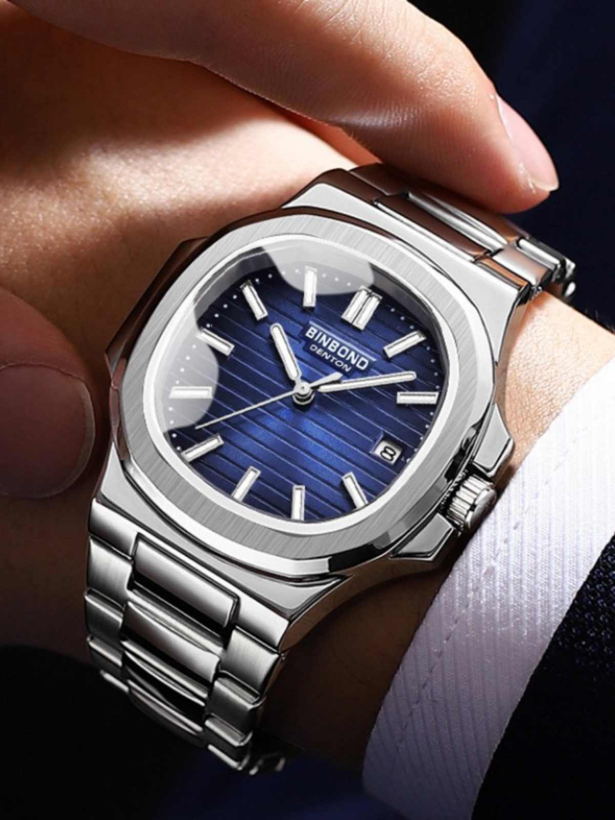 Vattentät fyrkantig klocka för män, affärsmode