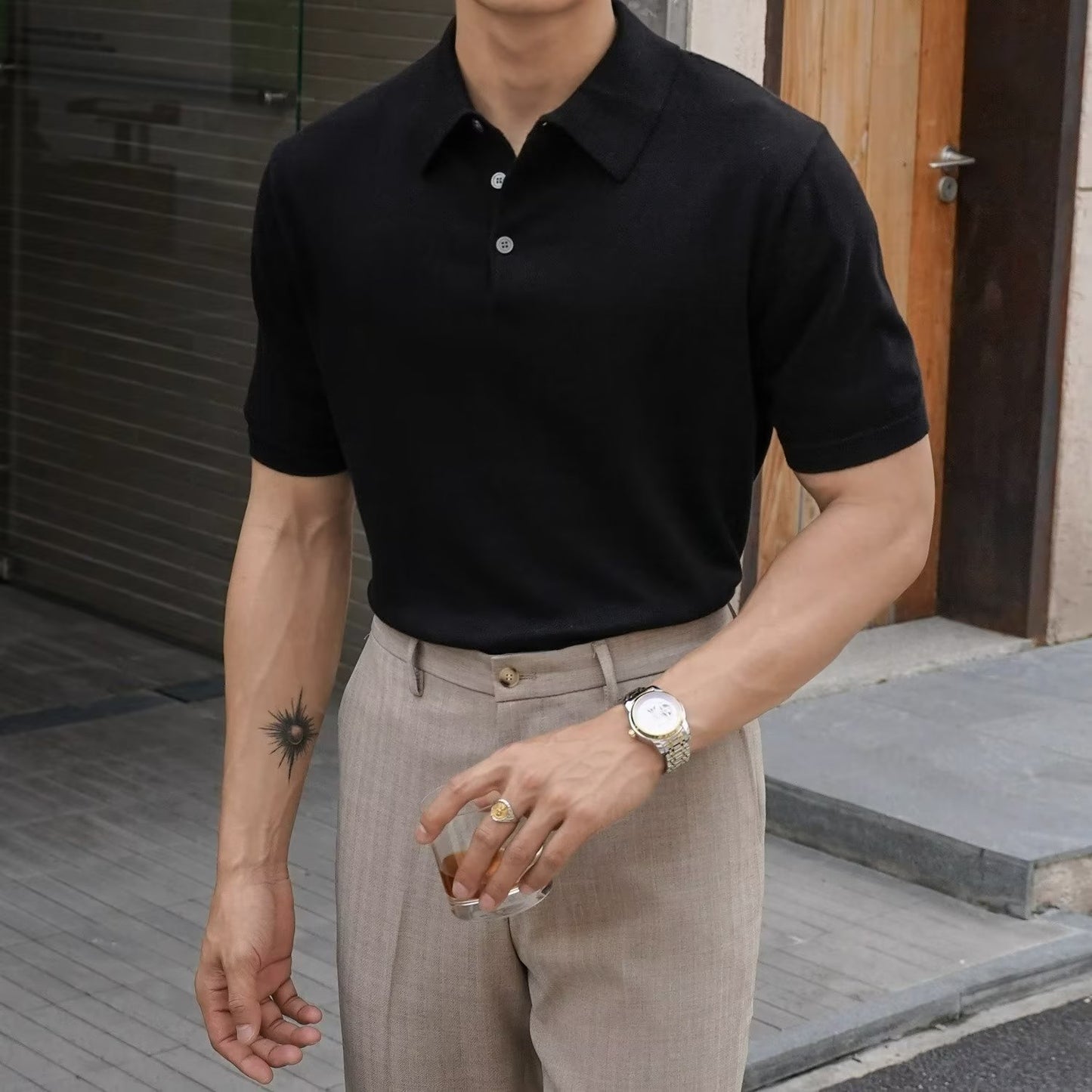 Men's New Polo Collar Solid Color Casual Business Simplicity T-shirt