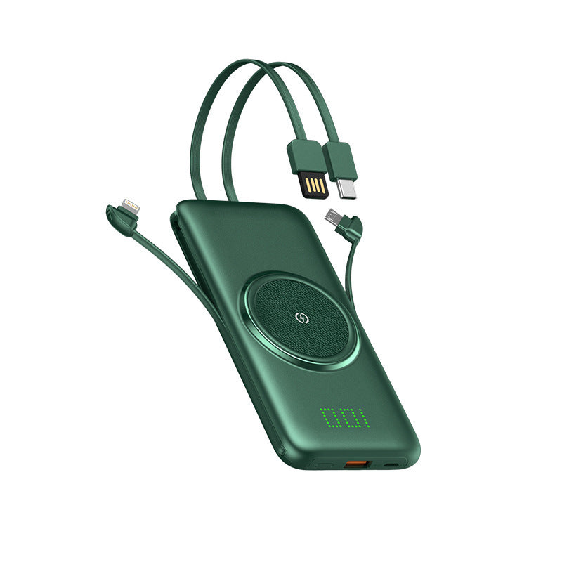 Large-capacity wireless power bank with cable