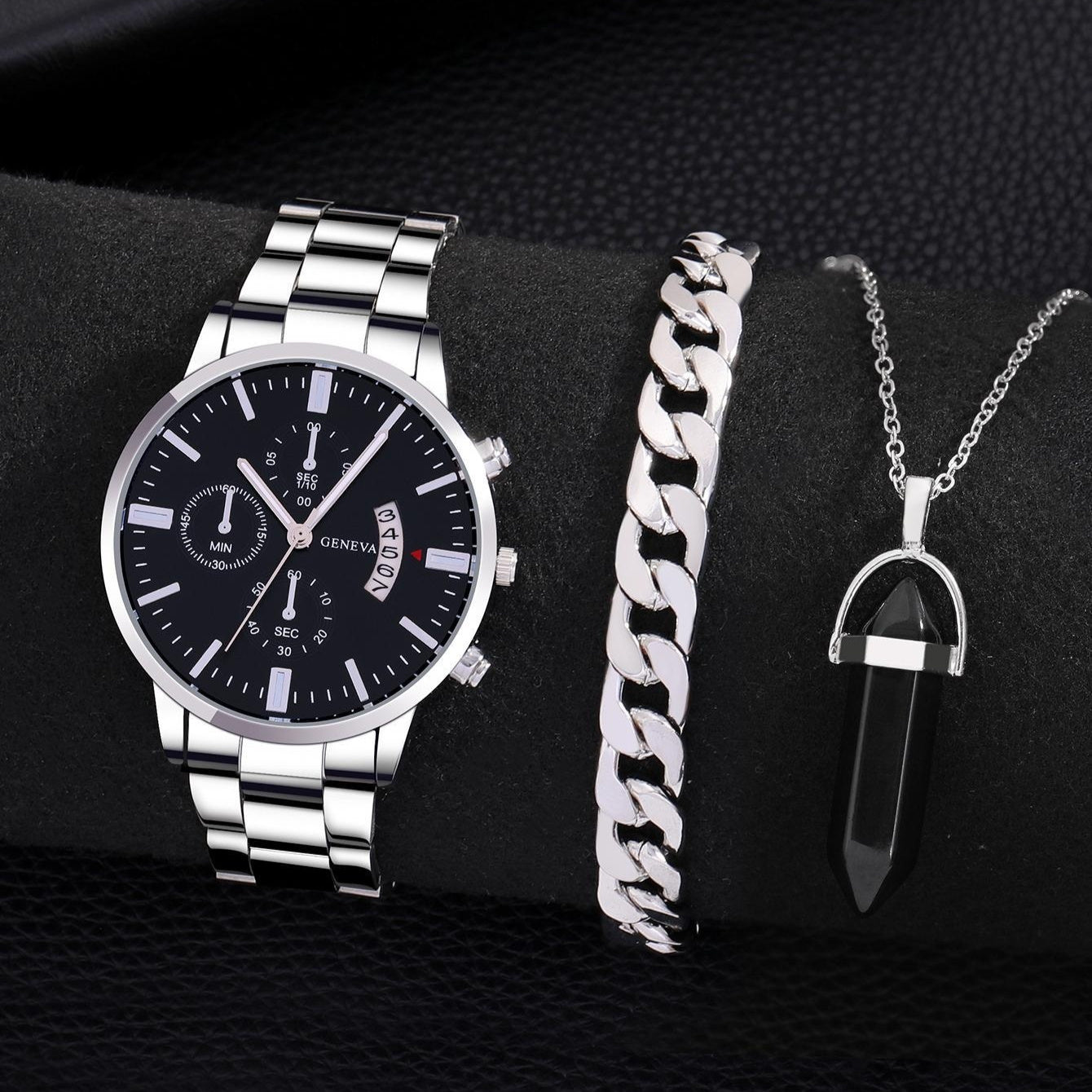 Men's Steel Quartz Watch | Large Dial & Calendar