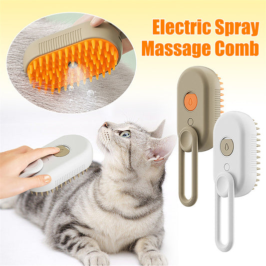 3-in-1 Electric Pet Steam Brush – Grooming, Massage & Hair Removal