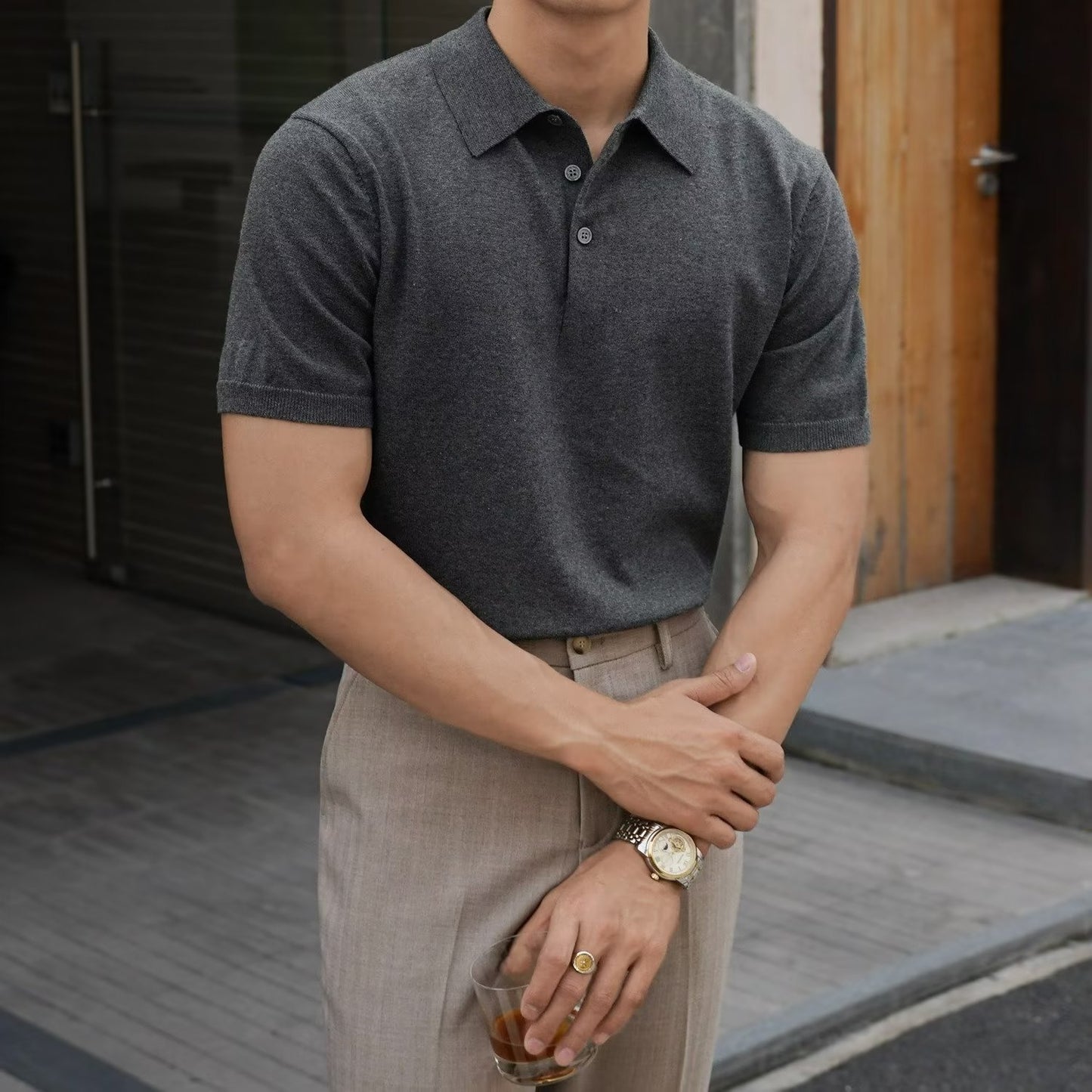 Men's New Polo Collar Solid Color Casual Business Simplicity T-shirt