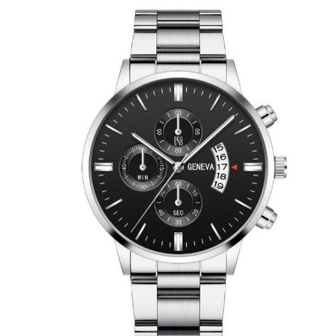 Men's Steel Quartz Watch | Large Dial & Calendar