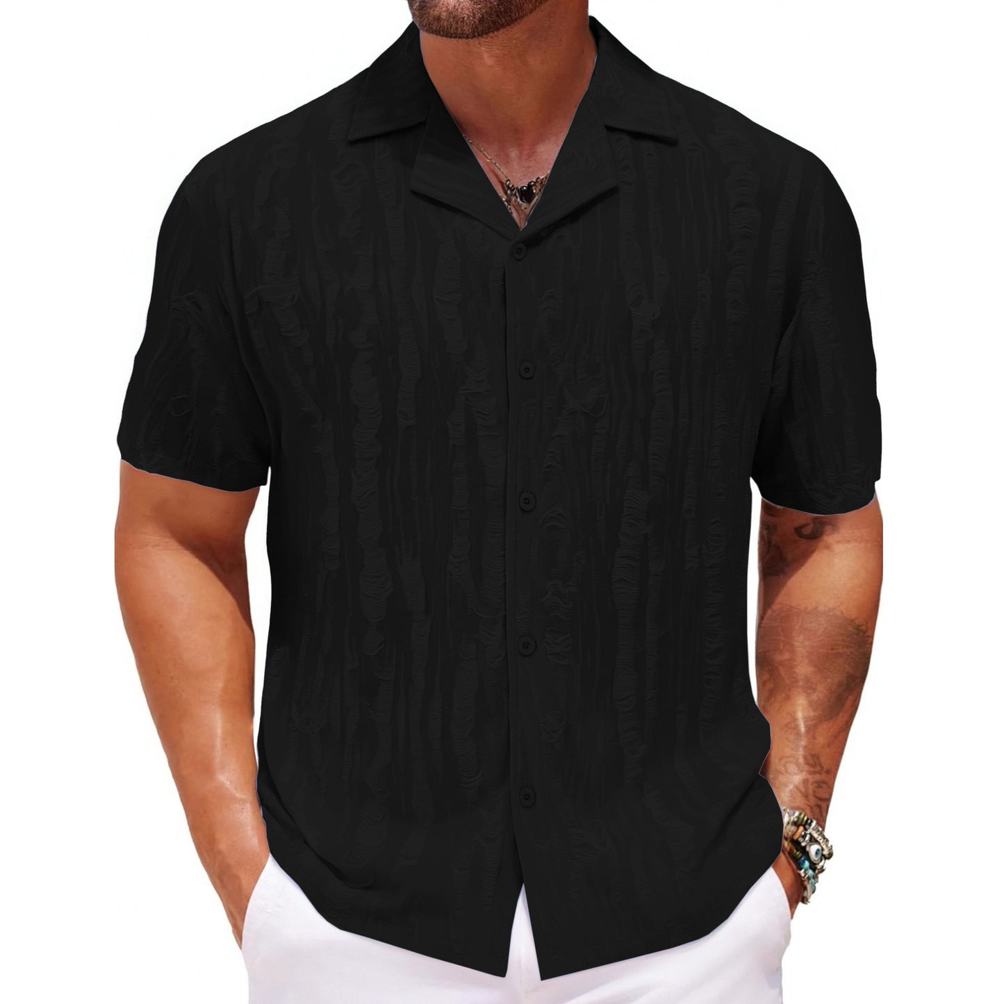 Summer Men's Shirt Cuban Collar