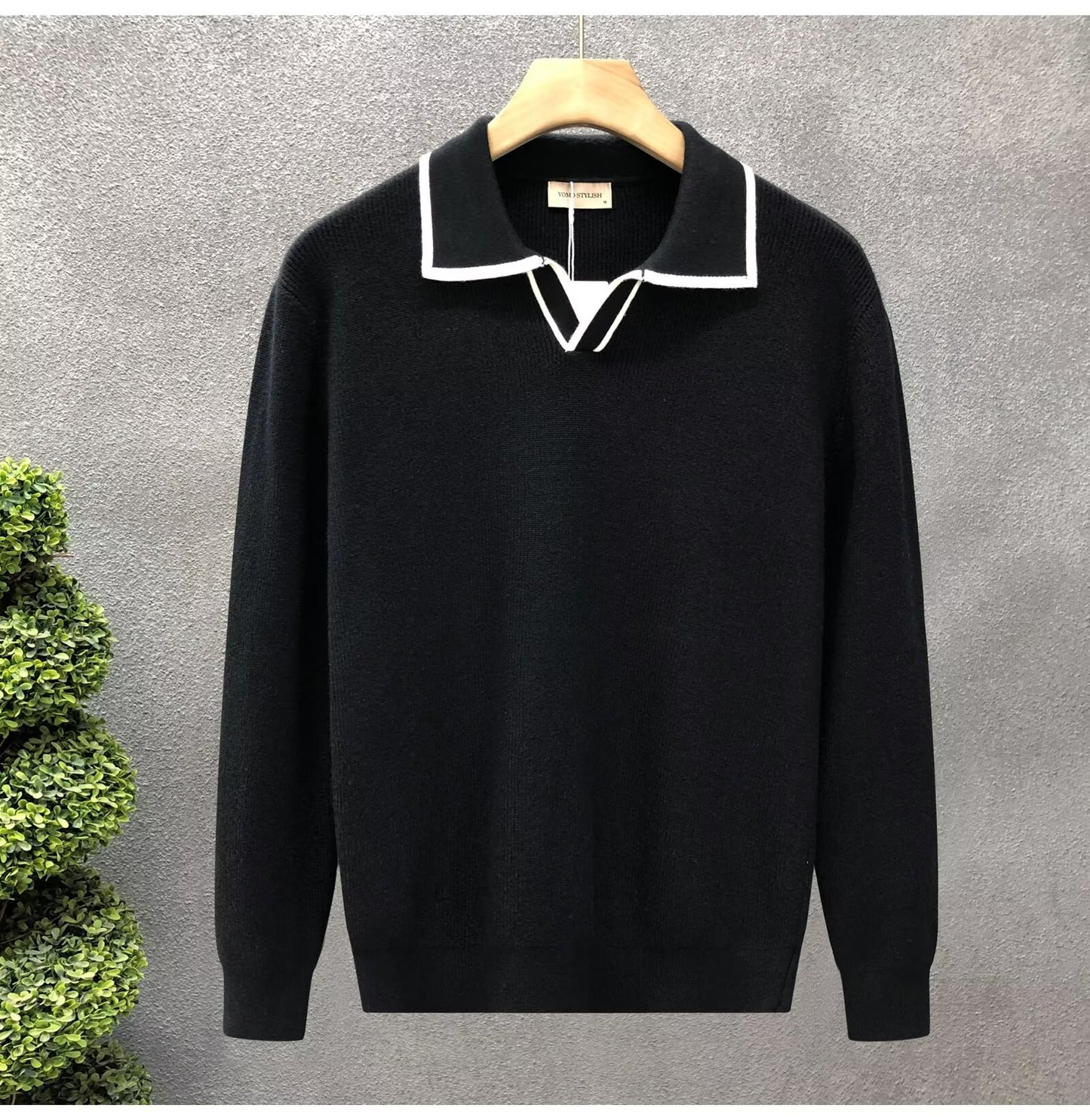 Lightly Mature Casual Polo Collar Sweater Men