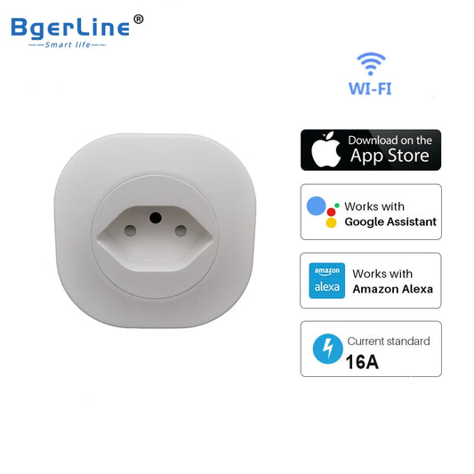 16A Mini Swiss Plug WiFi Smart Socket - TUYA App & Voice Control