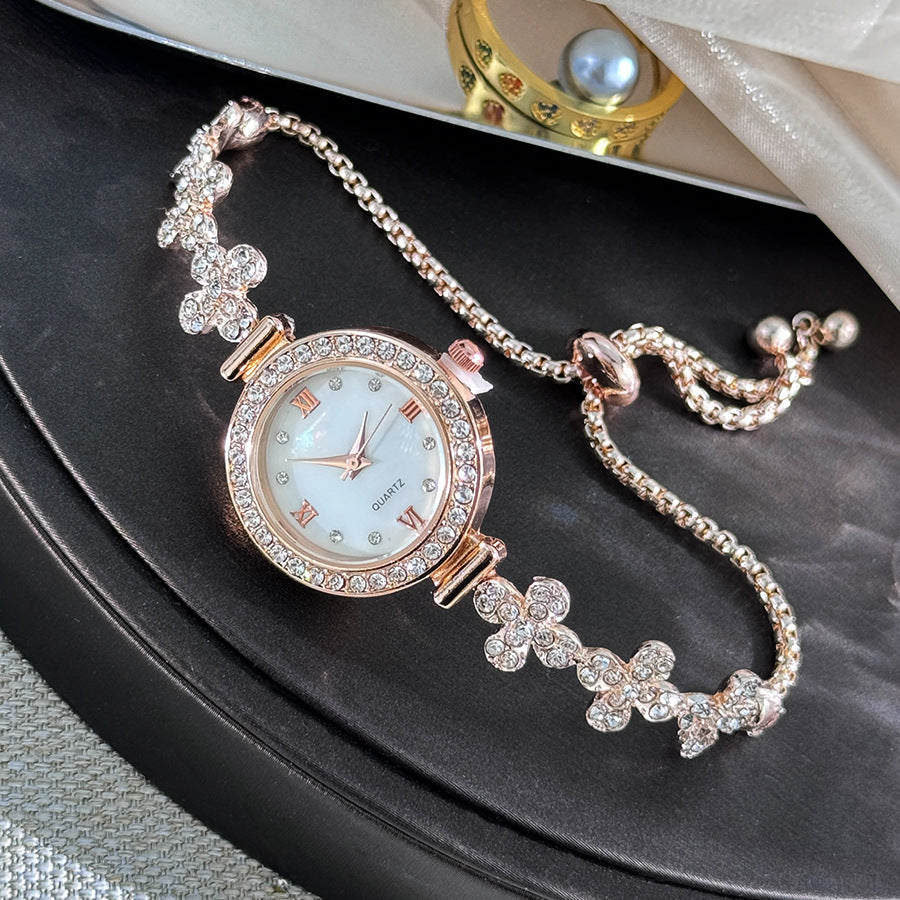 Flower-Style Diamond Bracelet Watch
