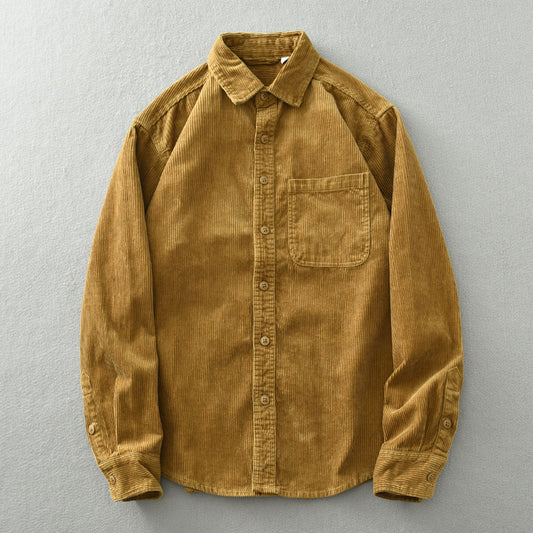 Men's Retro Loose Corduroy Long Sleeve Casual Cotton Shirt