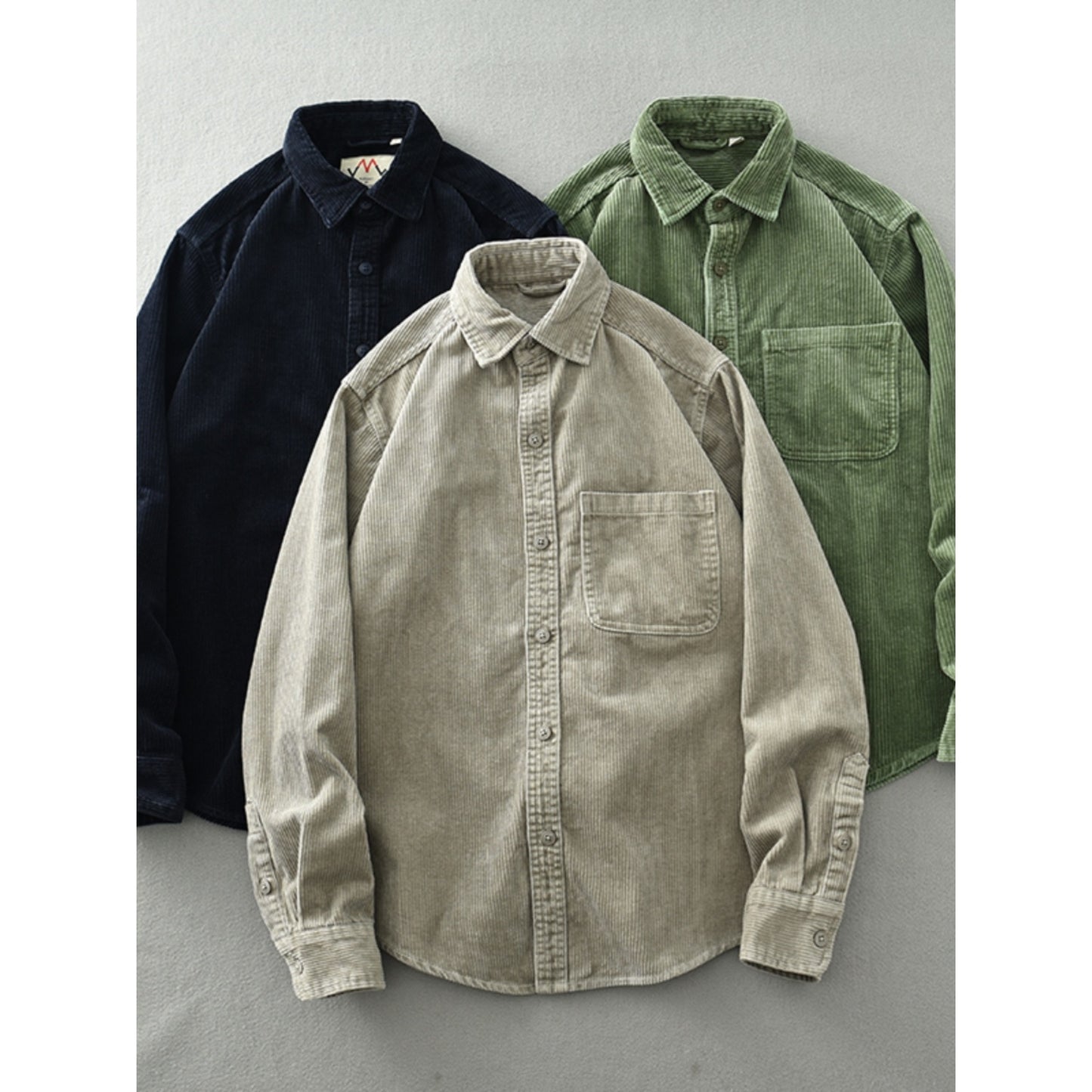 Men's Retro Loose Corduroy Long Sleeve Casual Cotton Shirt