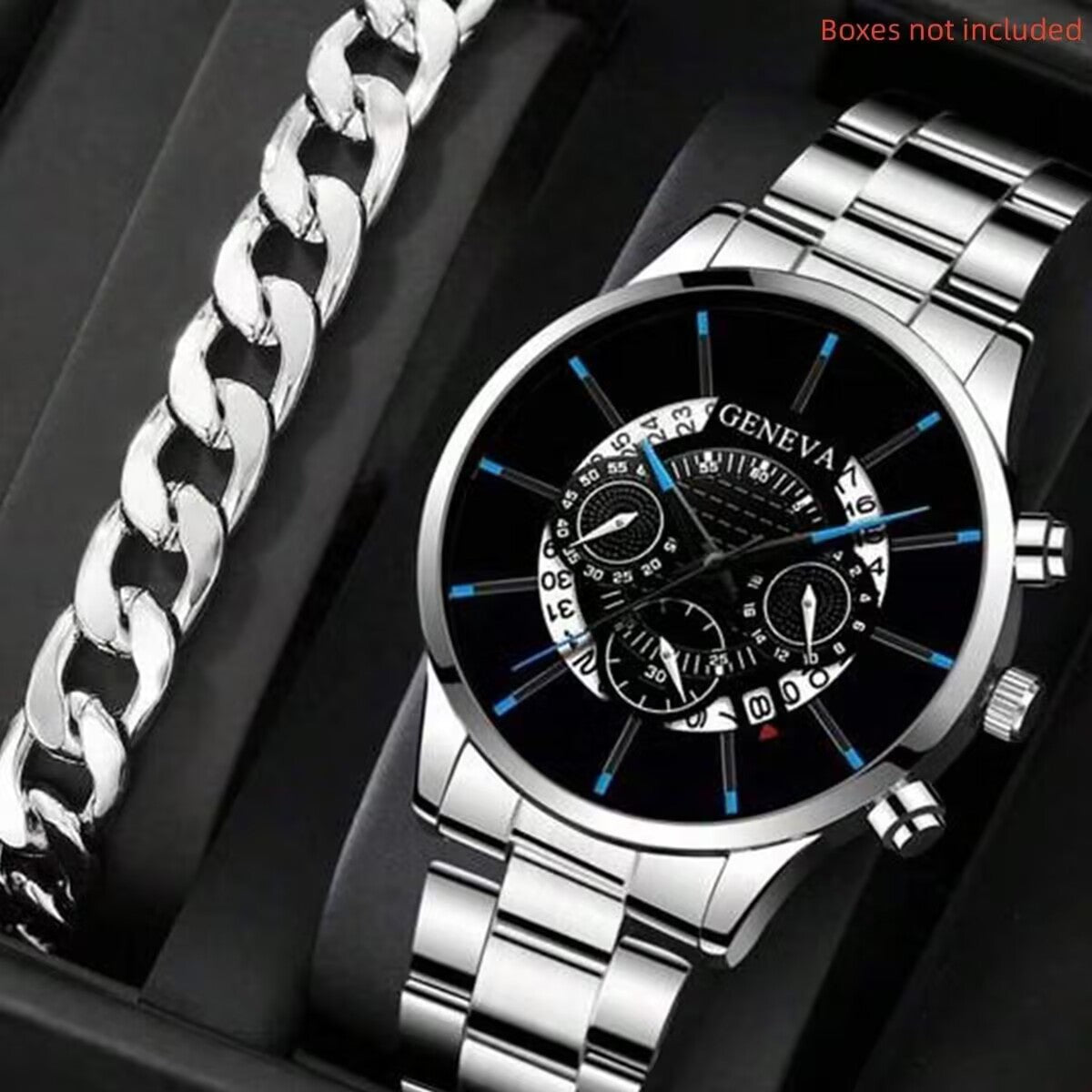 Men's Steel Quartz Watch | Large Dial & Calendar
