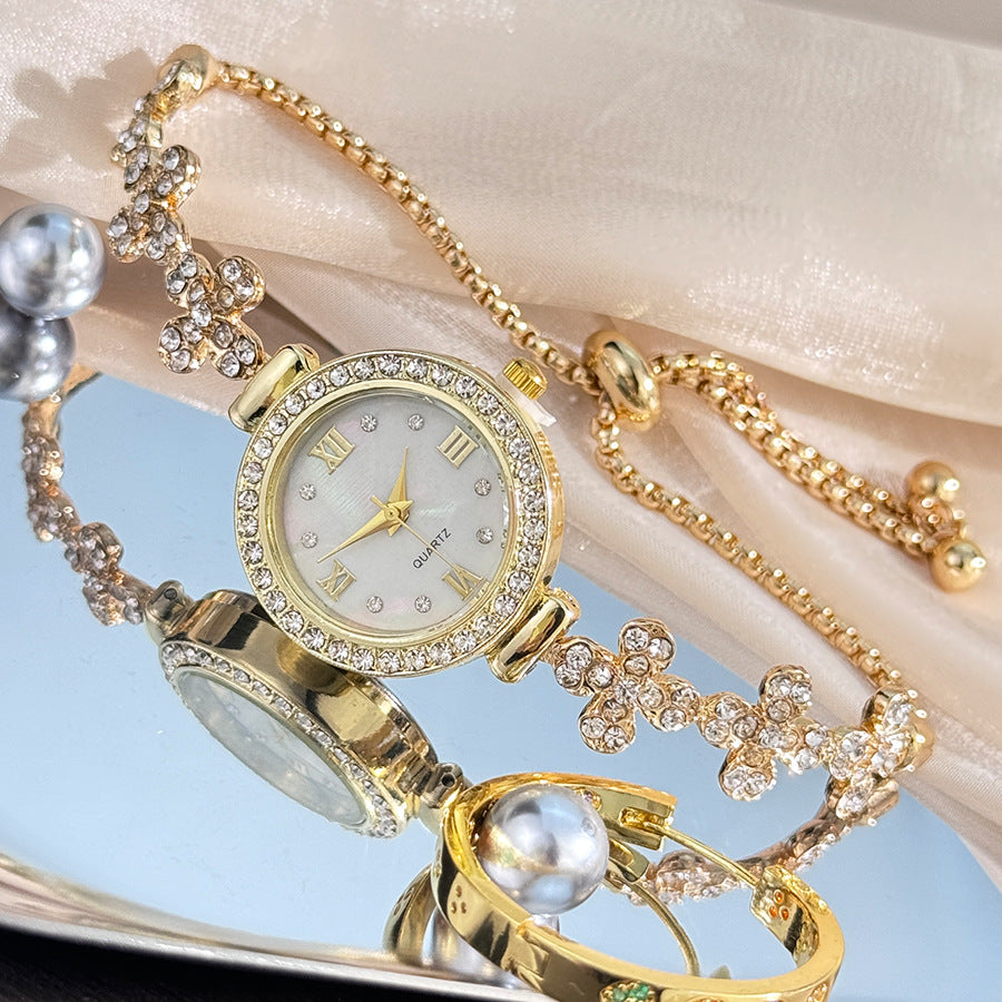 Flower-Style Diamond Bracelet Watch