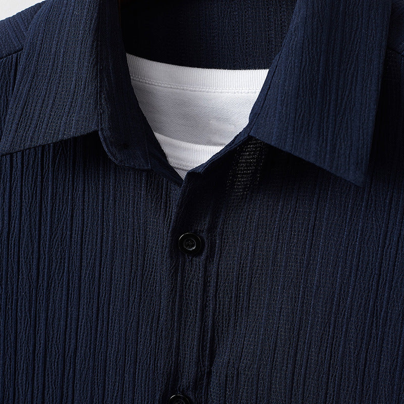 Striped Short-sleeved Shirt Breasted Lapel Suit