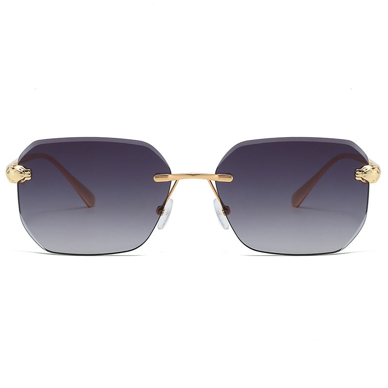Frameless Trimming Leopard Head Sunglasses