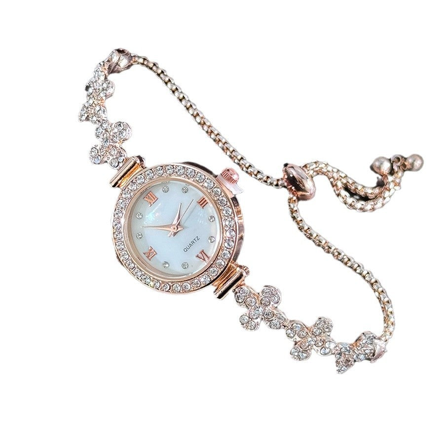 Flower-Style Diamond Bracelet Watch