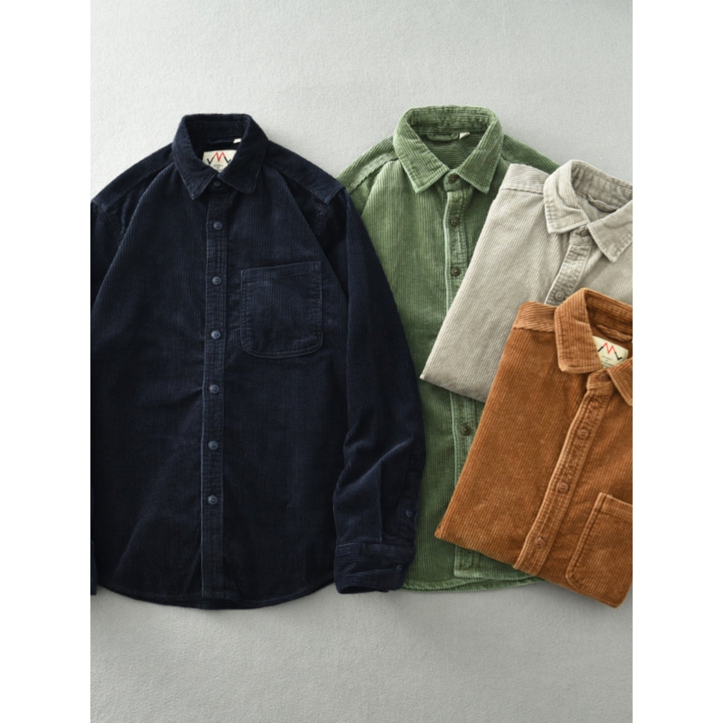 Men's Retro Loose Corduroy Long Sleeve Casual Cotton Shirt