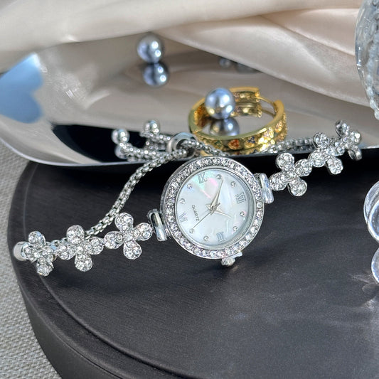 Flower-Style Diamond Bracelet Watch