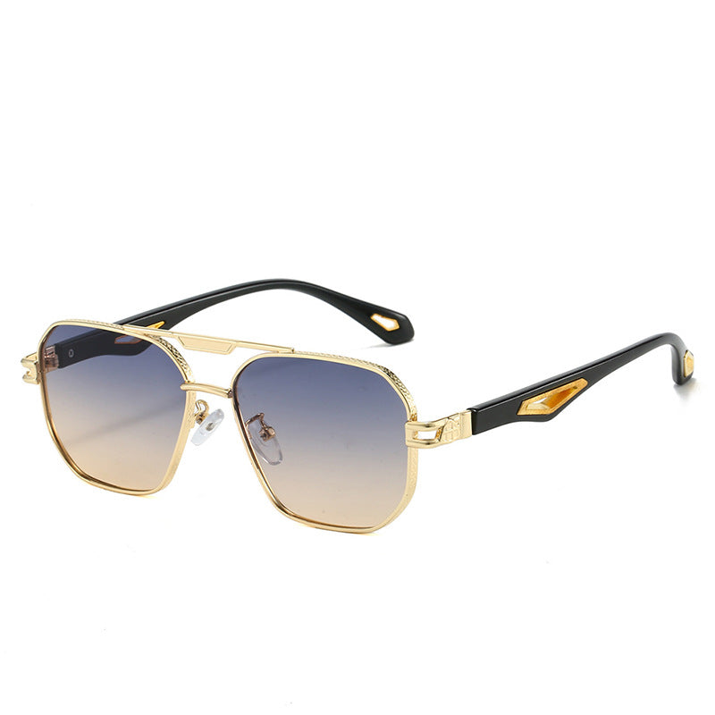 Herenmode Double Beam Box Hollow zonnebril