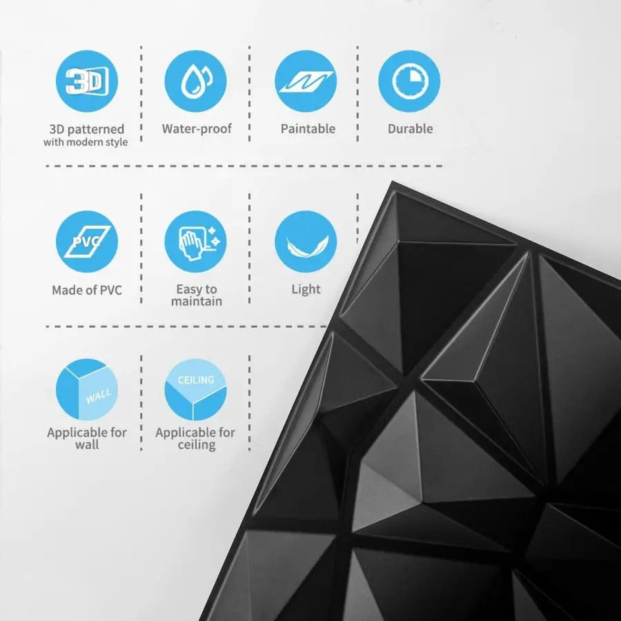 Modern PVC Geometric Wallpaper – Waterproof & Fireproof for Every Room