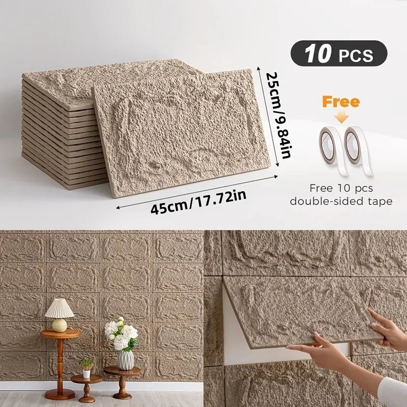 PU Stone Wall Panel – 10mm Realistic Brick Design, Waterproof, Anti-Mould & Moisture-Proof, Ideal for Indoor/Outdoor Use