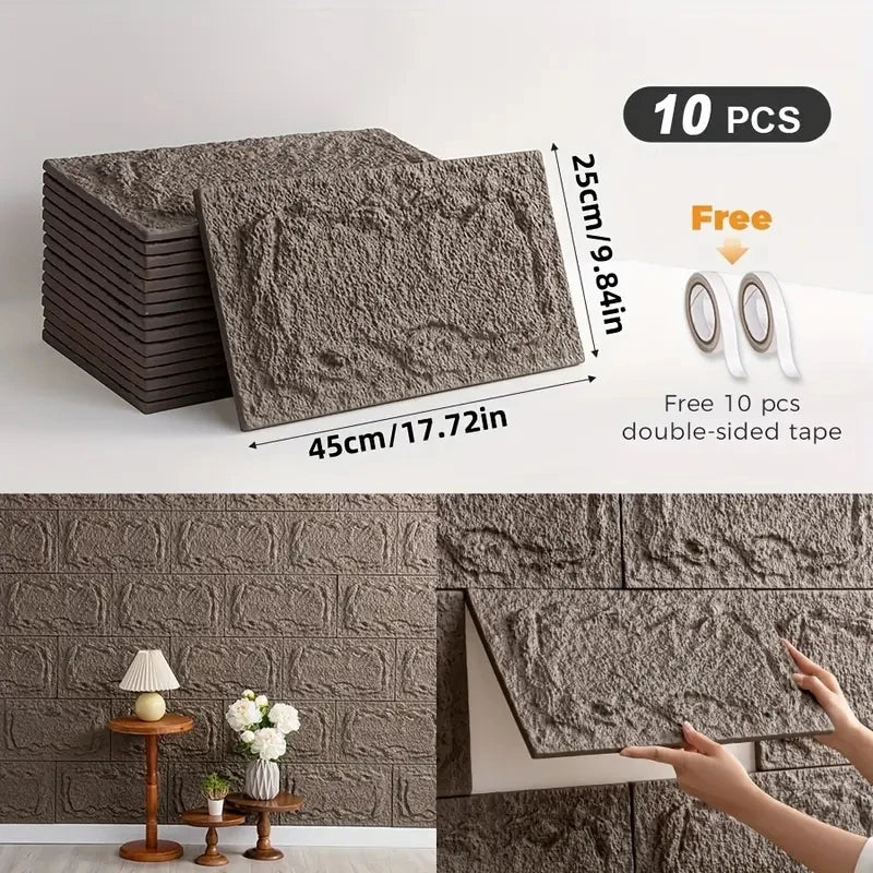 PU Stone Wall Panel – 10mm Realistic Brick Design, Waterproof, Anti-Mould & Moisture-Proof, Ideal for Indoor/Outdoor Use