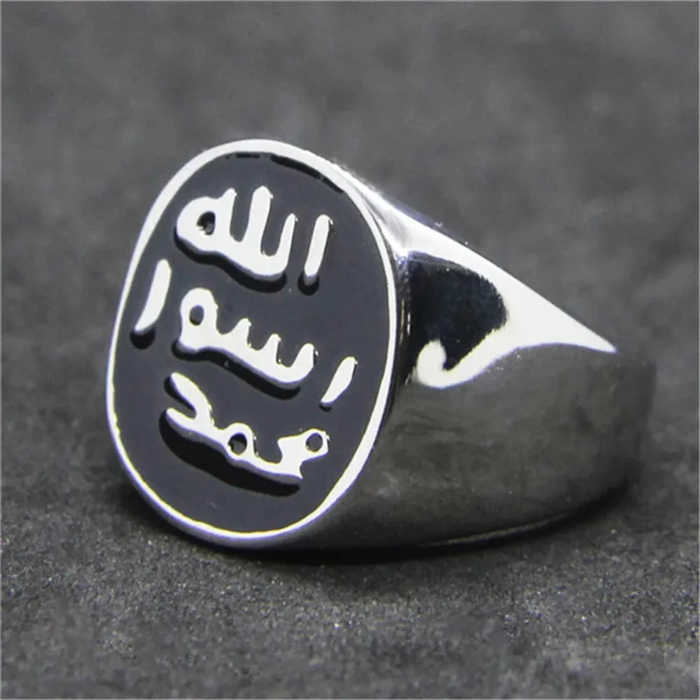 Islam Muslim Prophet Muhammad Solid Ring 316L Stainless Steel Jewelry Islam Allah Messenger Man Ring