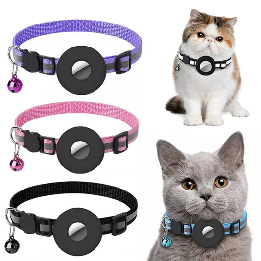 Reflecterende waterdichte AirTag-halsband - beschermend nylon voor katten en honden