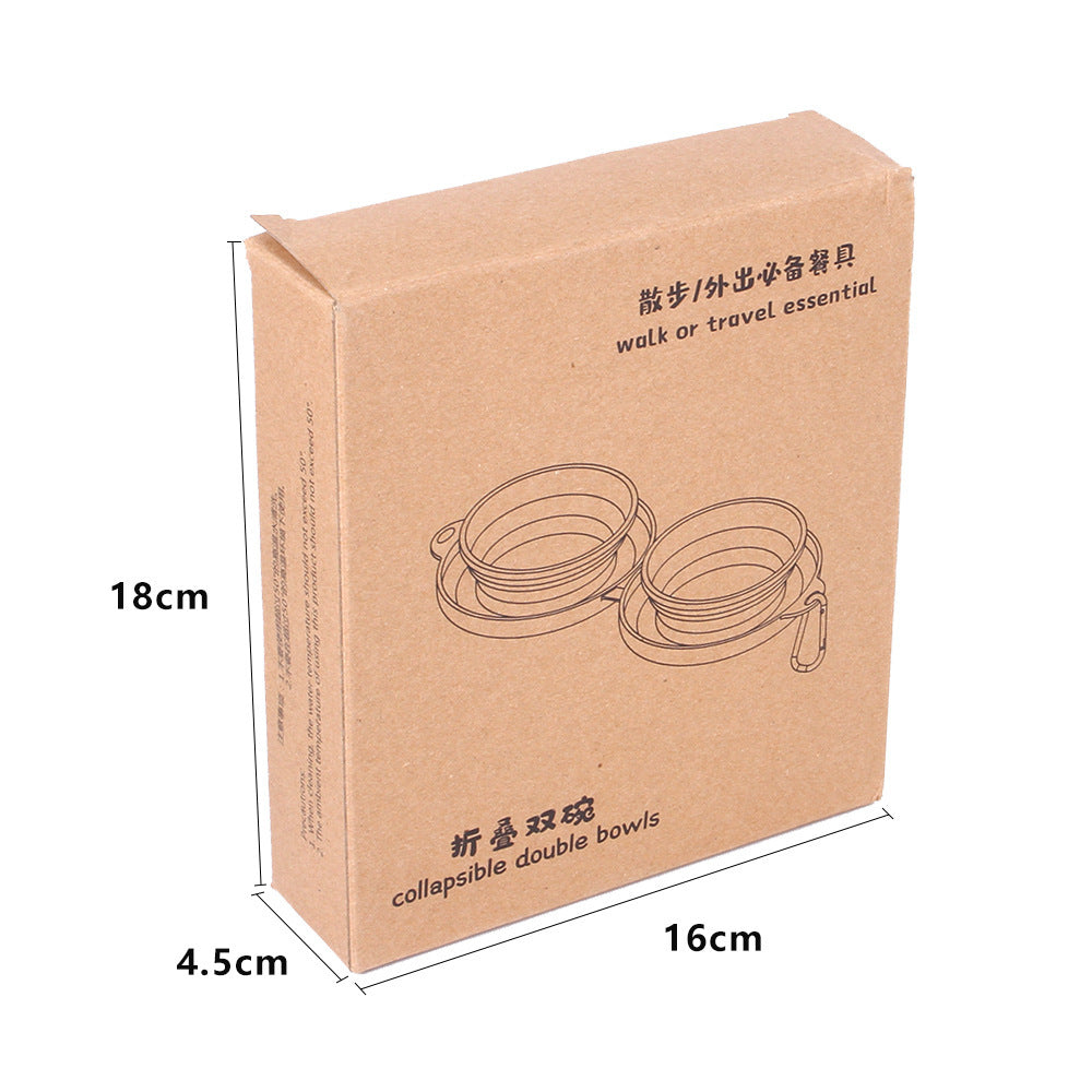 Opvouwbare rubberen voerbak met dubbele kom voor huisdieren Huisdierbenodigdheden Honden- en kattenvoerbakken