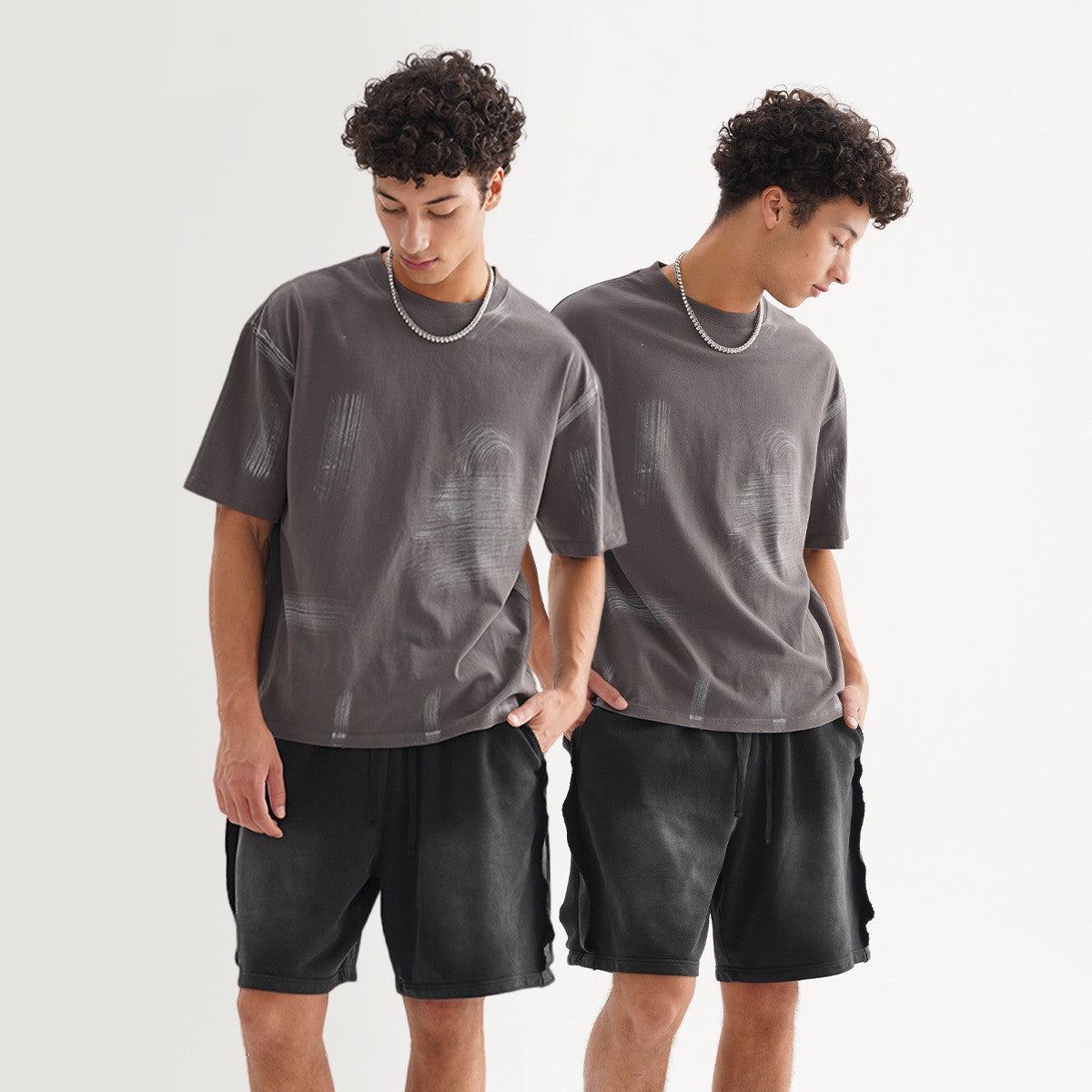 Verwassen vintage los katoenen mode T-shirt voor heren