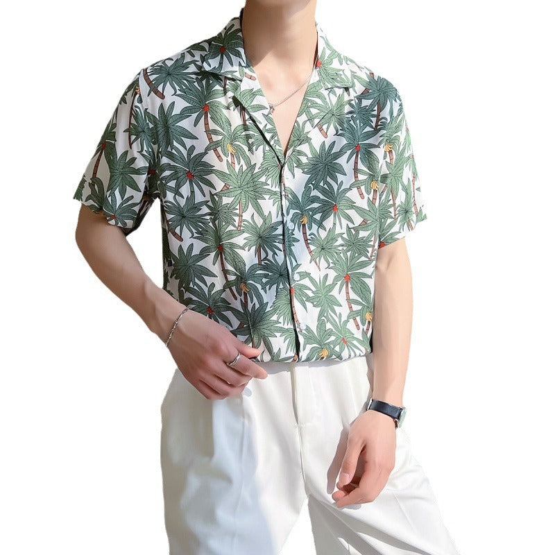 Cuban Collar Loose Shoulder Shirt