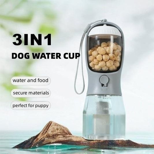 3-in-1 Portable Dog Water Bottle – Feeder & Waste Bag Holder
