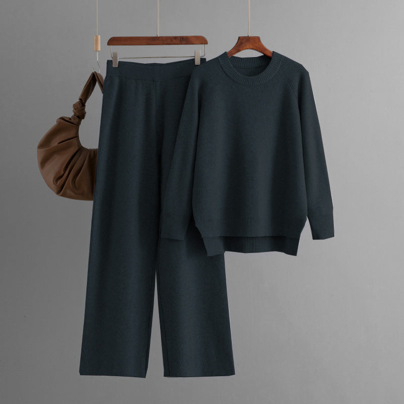 Loose Knitted Long Sleeves Two-piece Set For Women