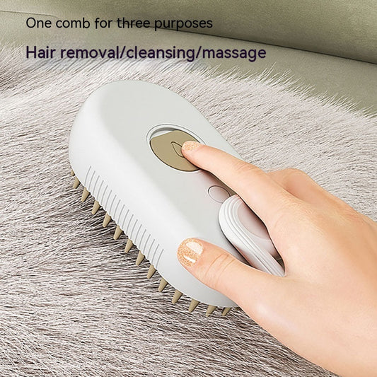 3-in-1 Electric Pet Steam Brush – Grooming, Massage & Hair Removal