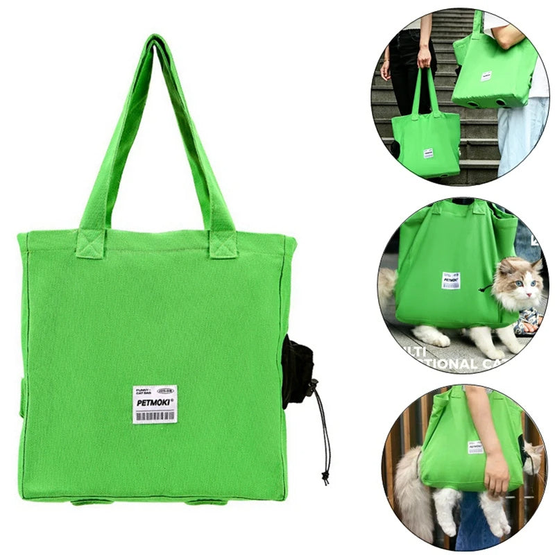 Canvas Pet Travel Backpack with Peek Window – Green