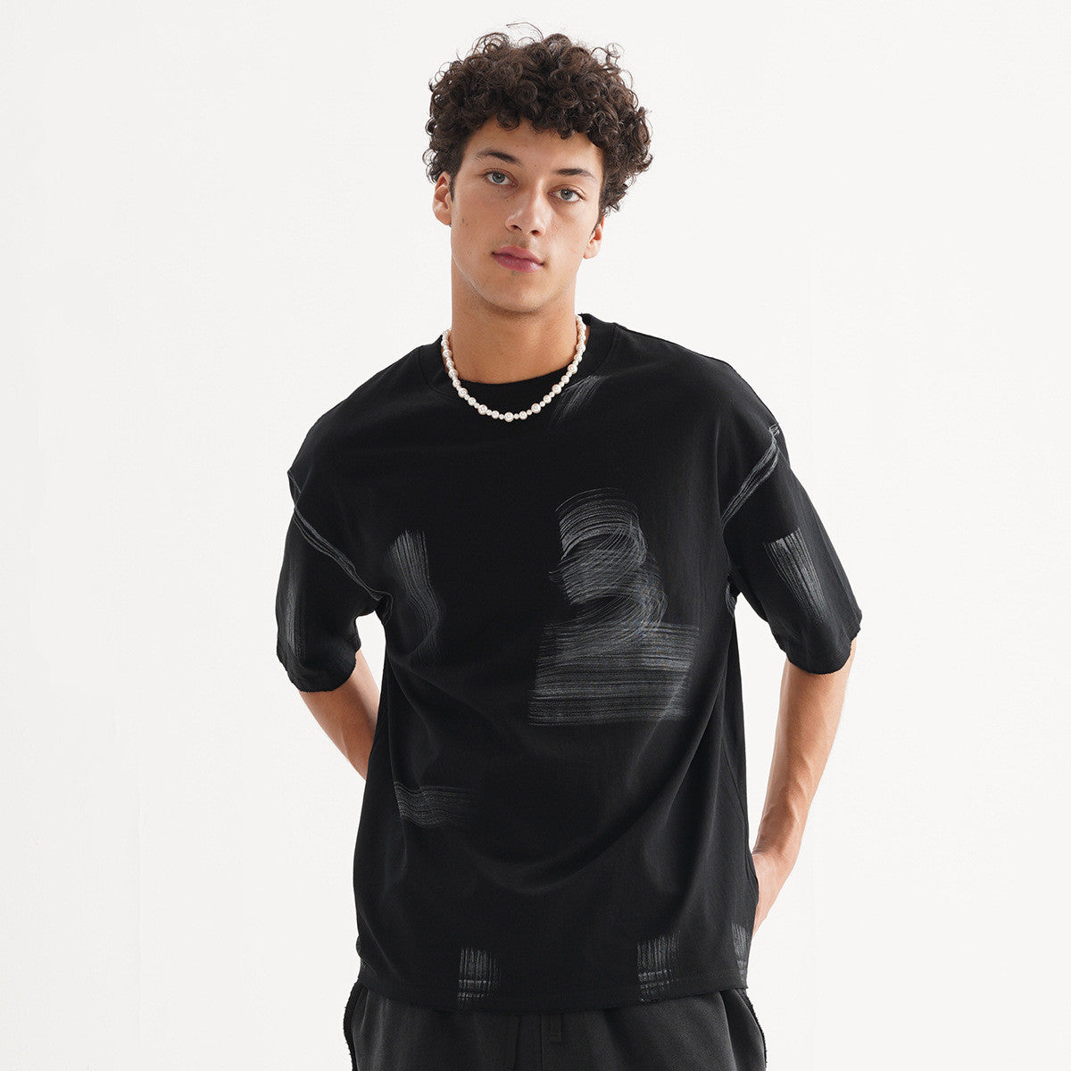 Verwassen vintage los katoenen mode T-shirt voor heren