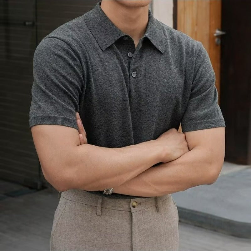 Men's New Polo Collar Solid Color Casual Business Simplicity T-shirt