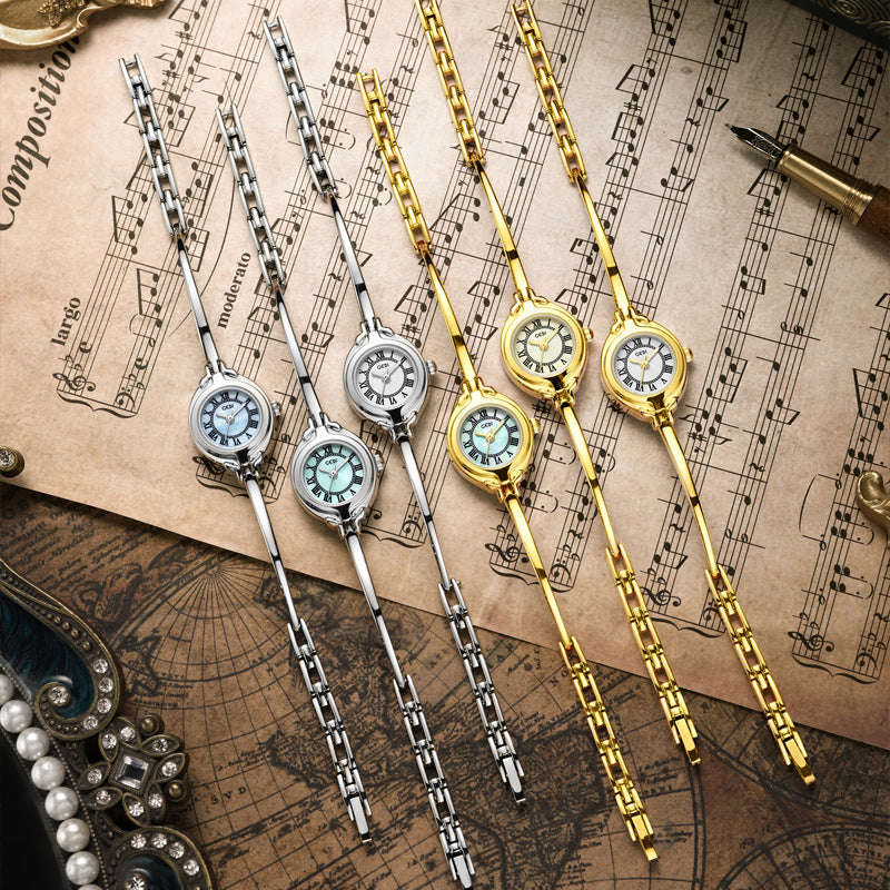 Gold Good-looking Thin Strap Quartz Watch